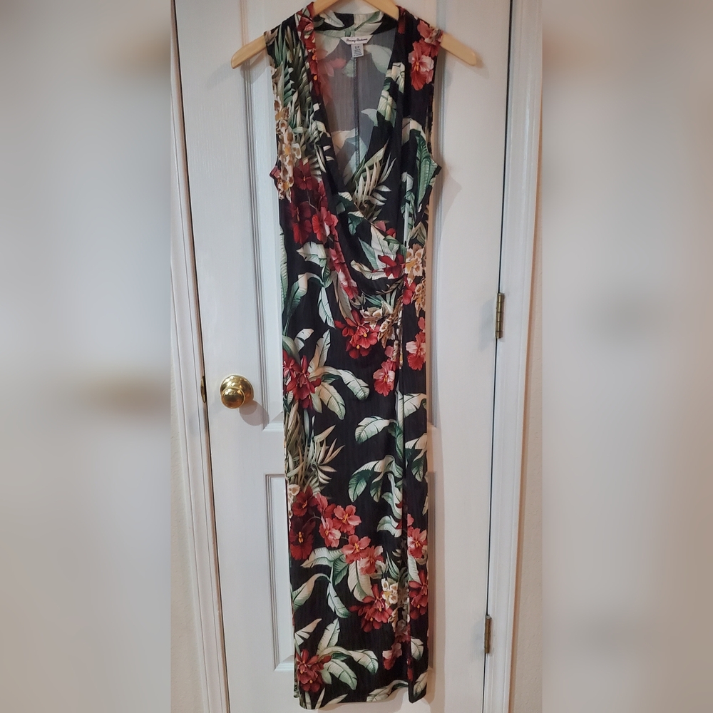 Tommy Bahama Oceanic Orchid Floral Sleeveless Maxi Dress Sz S Black, Red. NWOT - Picture 5 of 15